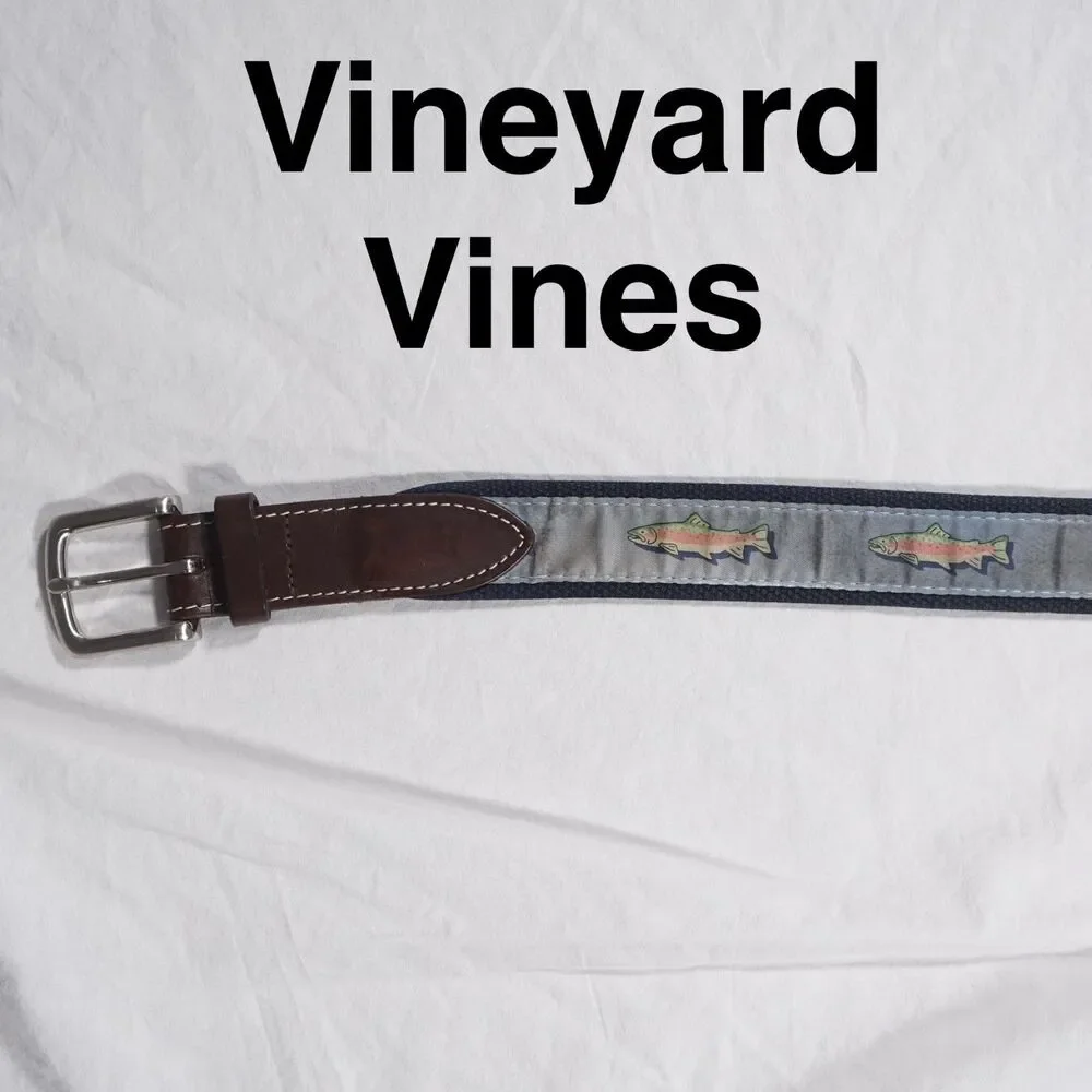 Vineyard Vines Fish Pattern Belt Fits 37 Full Length 42